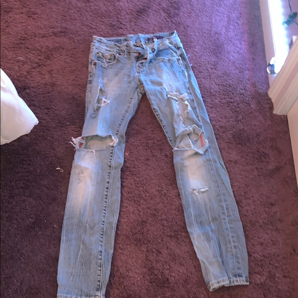 ripped straight leg jeans